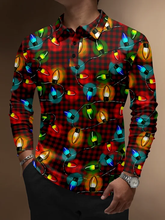 Moisture Wicking Christmas Decoration Plaid Golf Polo
