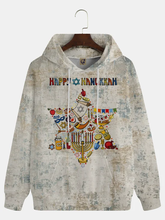 Hanukkah Art Menorah Six-Pointed Star Hoodie Sweatshirt