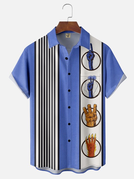 Moisture-wicking Movie Art Fantastic Chest Pocket Bowling Shirt