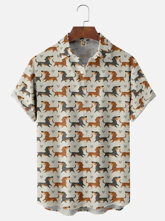 Moisture-wicking Dachshund Dog Chest Pocket Casual Shirt