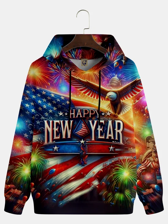 Happy New Year American Flag Hoodie Sweatshirt