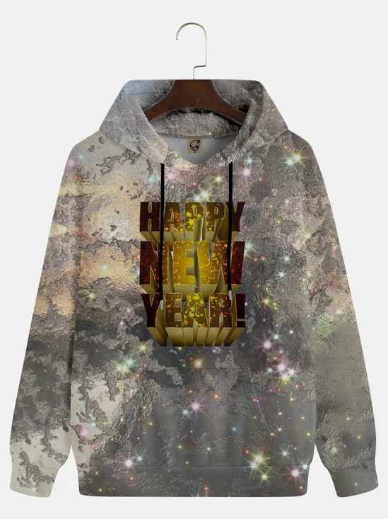 Happy New Year Silver Glitter Hoodie Sweatshirt