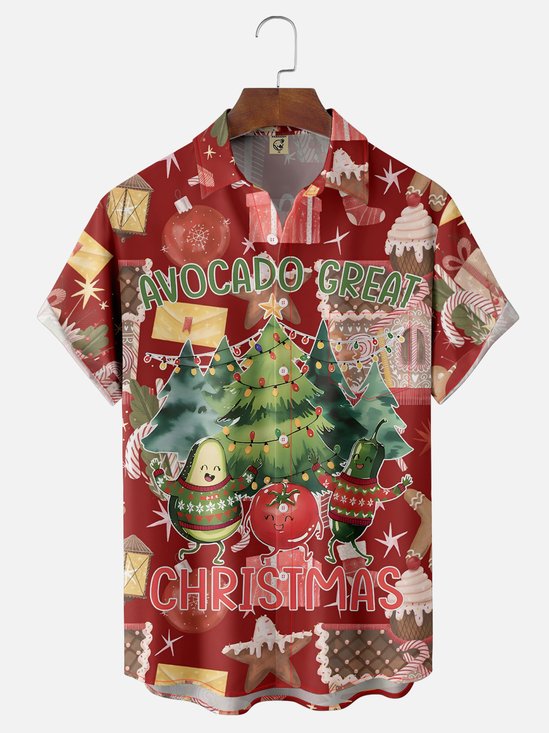 Moisture-wicking Avocado Great Christmas Chest Pocket Casual Shirt