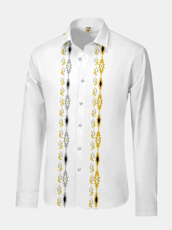 Stripe Decoration Long Sleeve Casual Dress Shirt