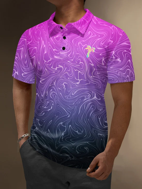 Moisture Wicking Hawaiian Coconut Tree Gradient Color Golf Polo