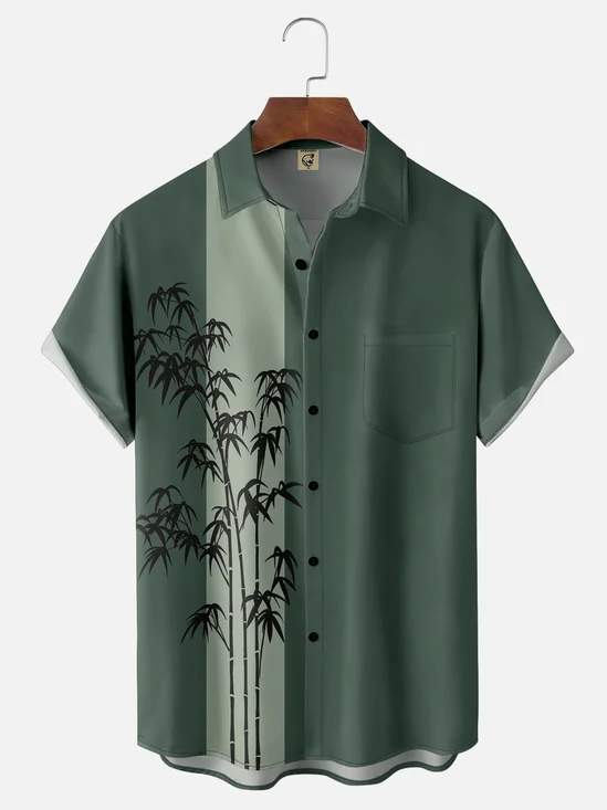 Moisture-wicking Breathable Bamboo Chest Pocket Bowling Shirt