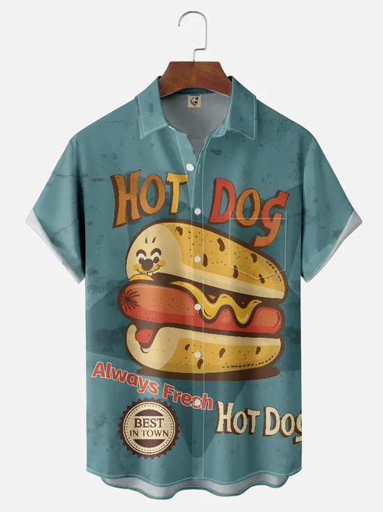 Moisture-wicking Hot Dog Chest Pocket Casual Shirt