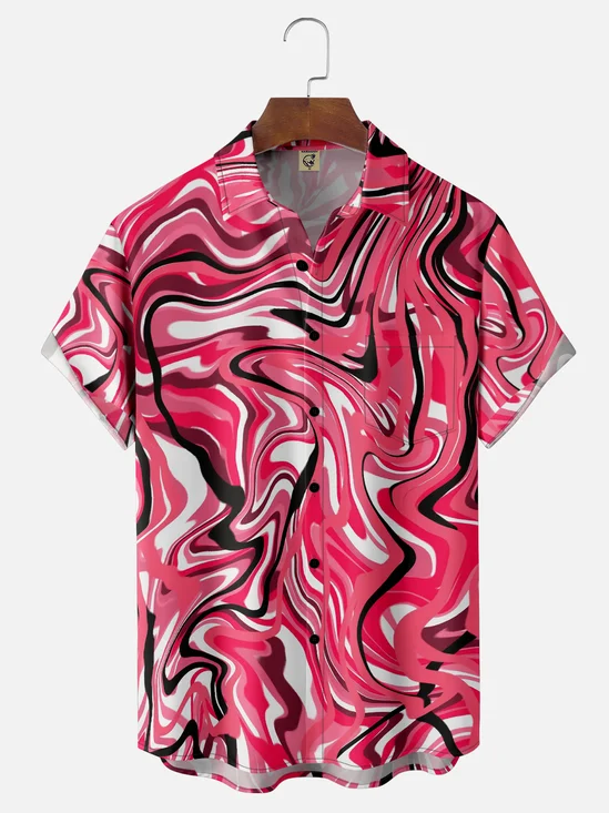 Moisture-wicking Gradient Color Chest Pocket Casual Shirt