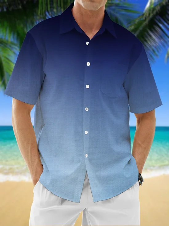 Moisture Wicking Gradient Chest Pocket Casual Shirt