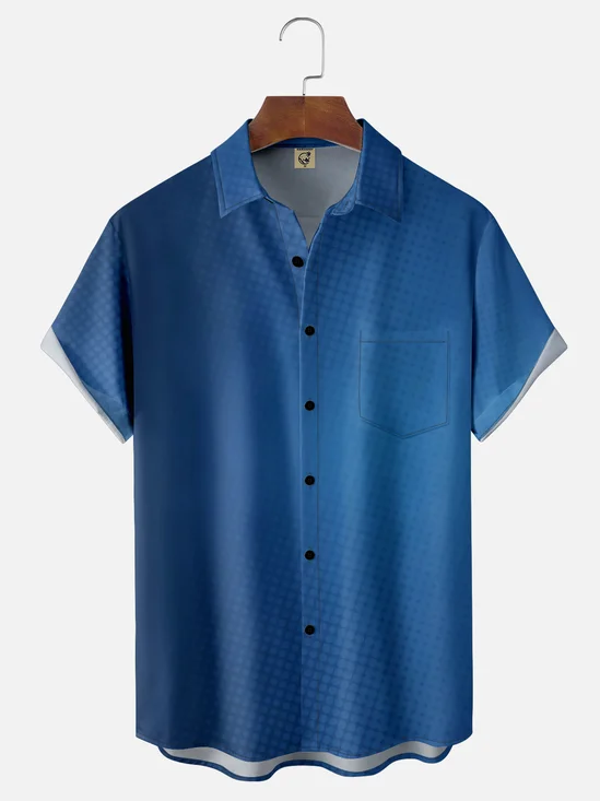 Moisture-wicking Gradient Color Chest Pocket Casual Shirt