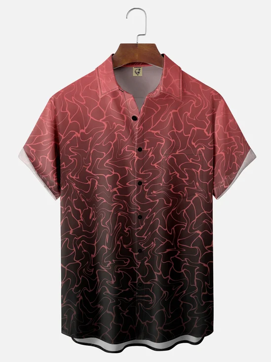 Moisture-wicking Gradient Geomatric Chest Pocket Casual Shirt