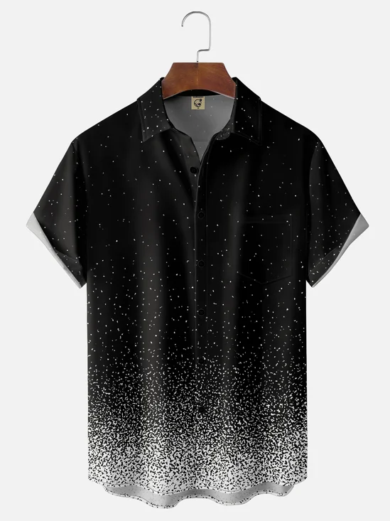 Moisture Wicking Gradient Chest Pocket Casual Hawaiian Shirt