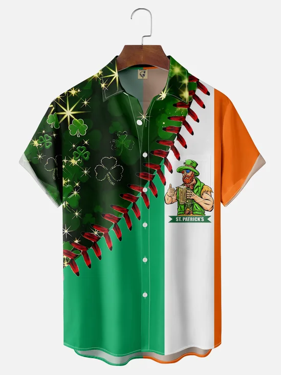 Moisture-wicking St. Patrick's Day Art Irish Beer Chest Pocket Casual Shirt