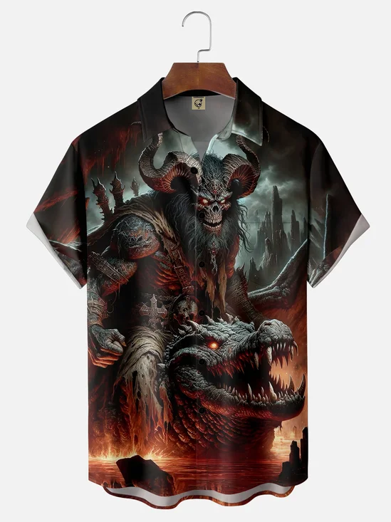 Moisture-wicking Alligator and Devil Chest Pocket Casual Shirt