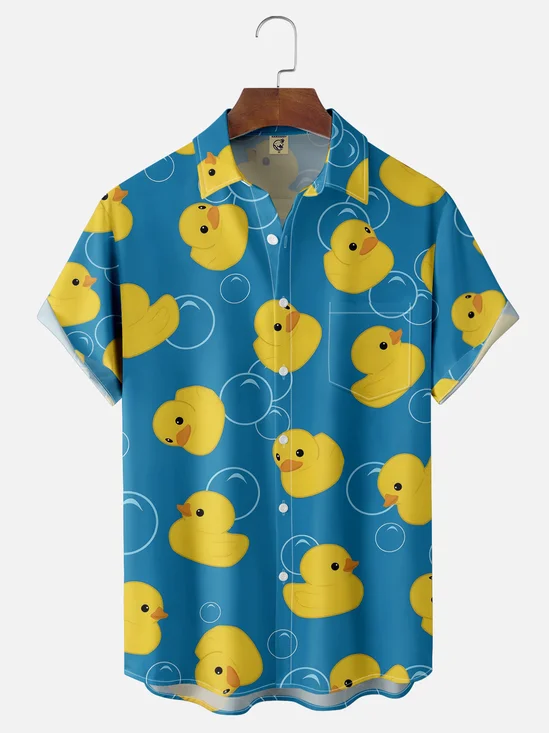 Moisture-wicking Duck Chest Pocket Hawaiian Shirt