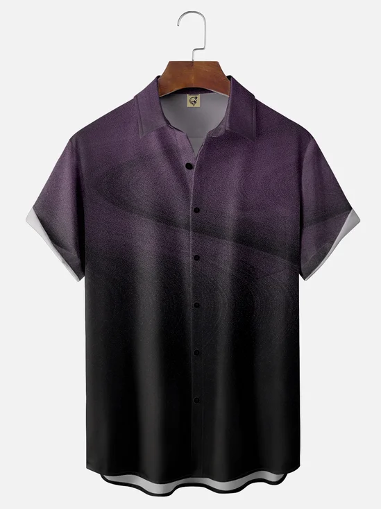 Moisture-wicking Gradient Color Chest Pocket Casual Shirt