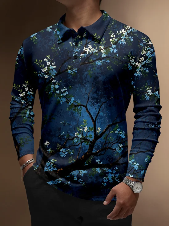 Moisture Wicking Flower Branches Gradient Color Golf Polo