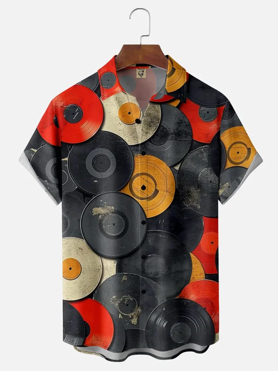 Moisture-wicking Music Recordings Chest Pocket Casual Shirt
