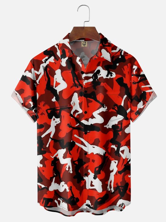 Moisture Wicking Retro Girl Silhouette Hawaiian Shirt