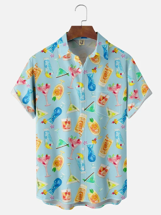 Moisture-wicking Cocktail Chest Pocket Hawaiian Shirt