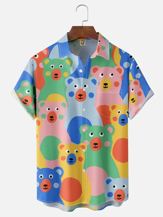 Moisture-wicking Bear Chest Pocket Hawaiian Shirt