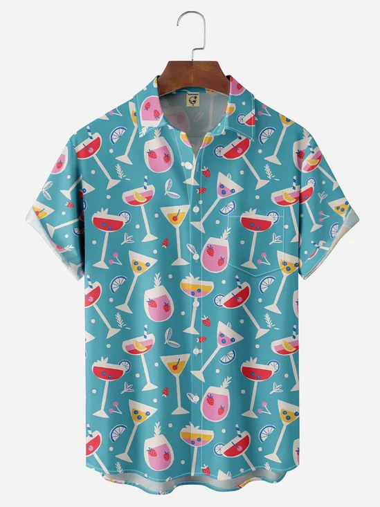 Moisture-wicking Cocktail Chest Pocket Hawaiian Shirt