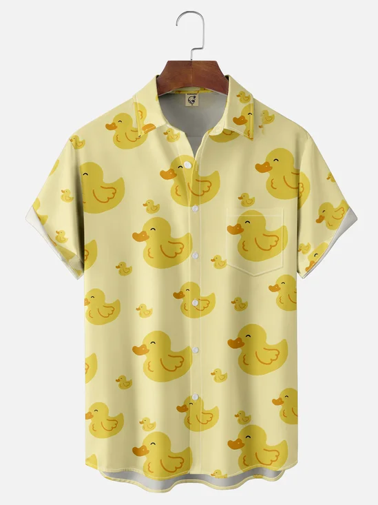 Moisture-wicking Duck Chest Pocket Hawaiian Shirt