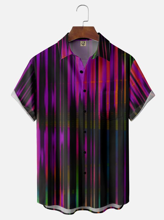 Moisture-wicking Gradient Color Chest Pocket Casual Shirt