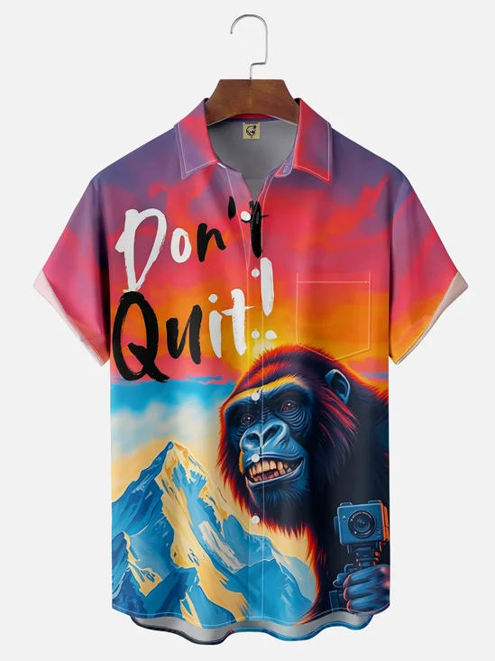 Moisture Wicking Chimp Bigfoot Chest Pocket Hawaiian Shirt