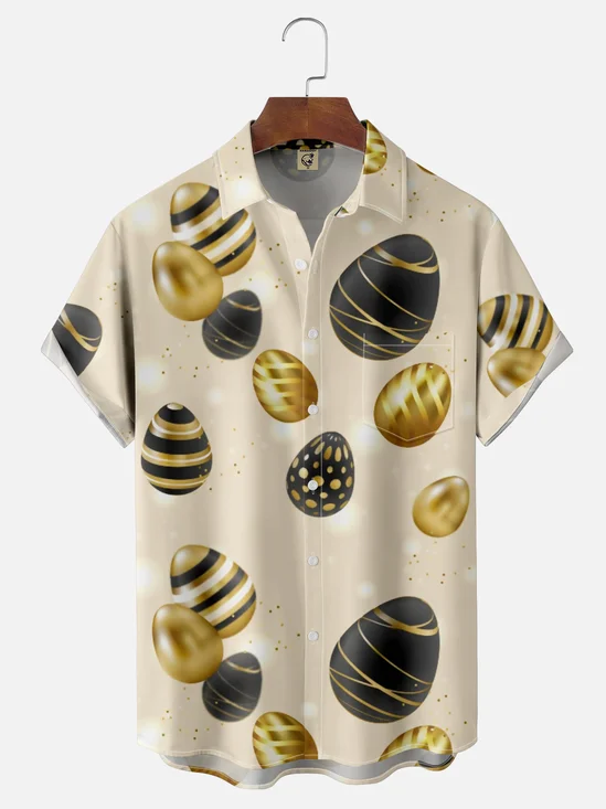 Moisture-wicking Easter Egg Chest Pocket Casual Shirt