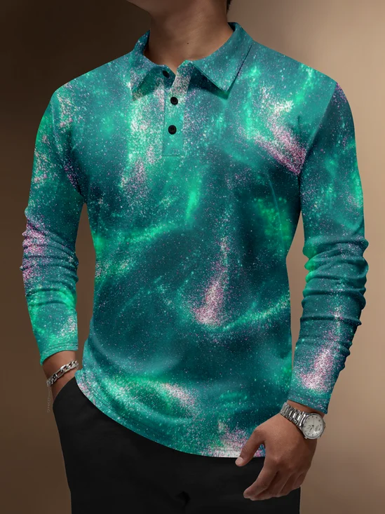 Moisture Wicking Glimmer Starry Sky Gradient Color Golf Polo