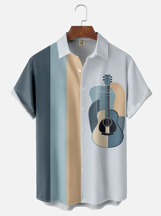 Moisture-wicking Music Guitar Chest Pocket Casual Shirt