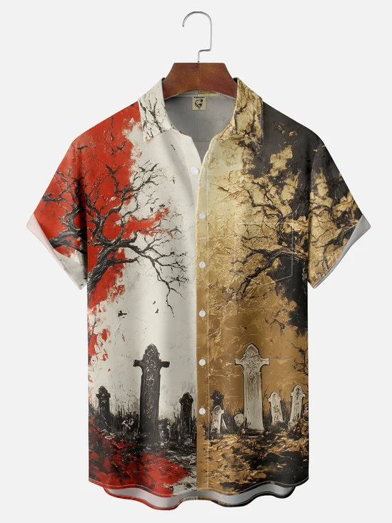 Moisture Wicking Cross Chest Pocket Hawaiian Shirt