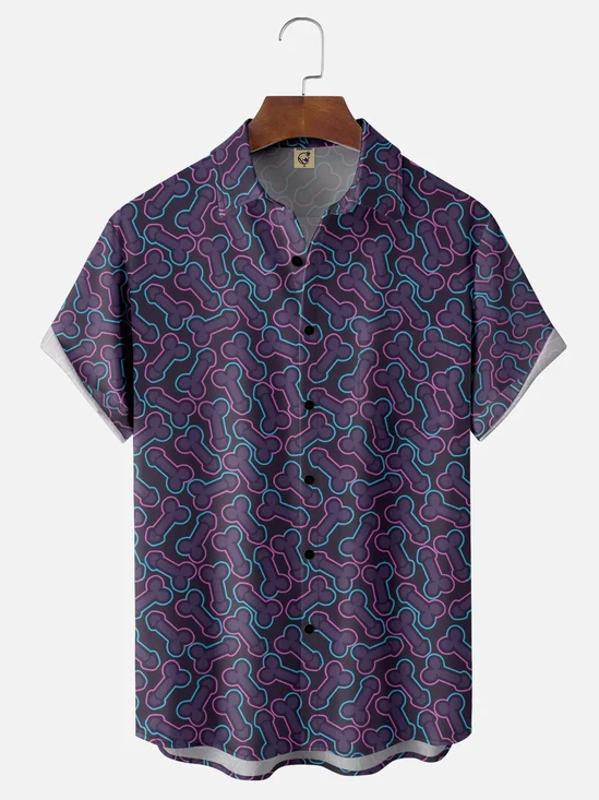 Moisture Wicking Abstract Ugly Dick Chest Pocket Hawaiian Shirt