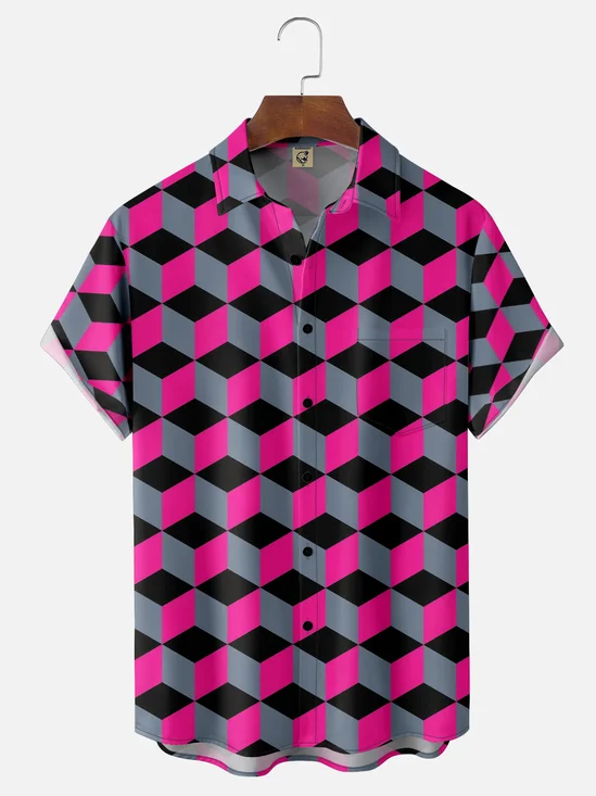 Moisture-wicking Geomatric Chest Pocket Casual Shirt