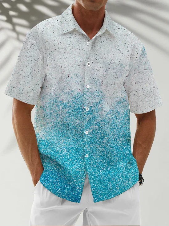 Moisture Wicking Gradient Chest Pocket Casual Shirts