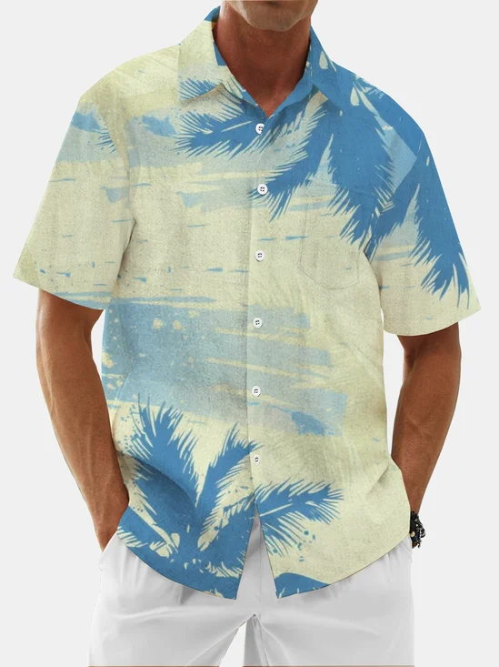 Moisture Wicking Gradient Coconut Chest Pocket Casual Shirt
