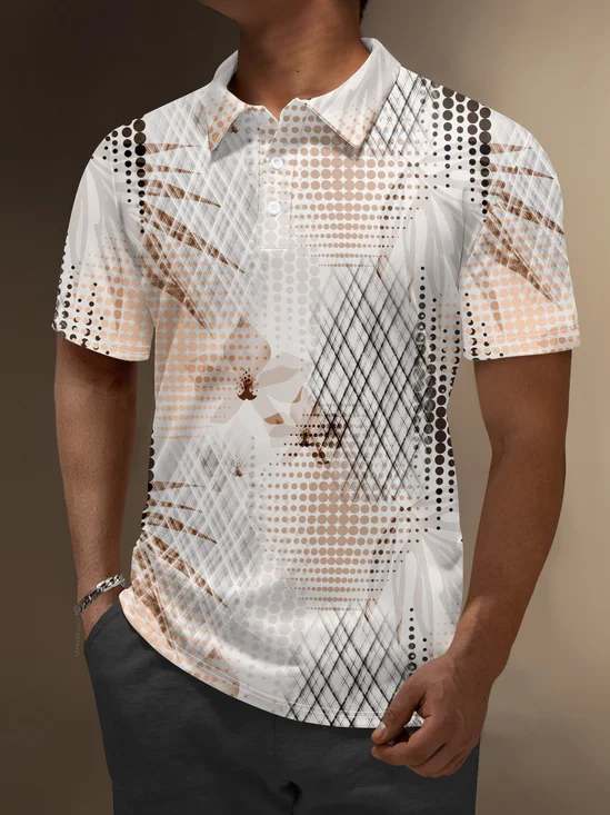 Moisture Wicking Artistic Geometric Palm Leaves Golf Polo