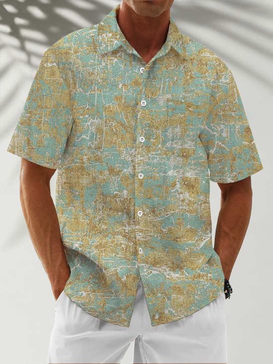 Moisture Wicking Gradient Textured Chest Pocket Casual Shirt