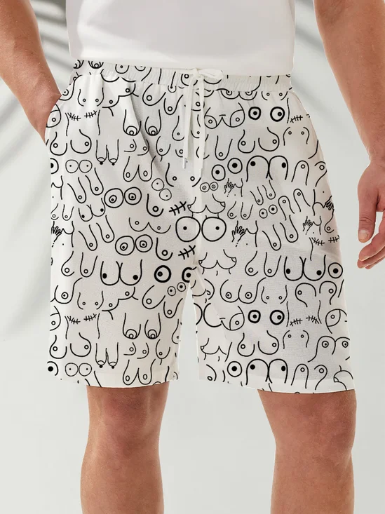Moisture Wicking Abstract Lines Breasts Casual Shorts