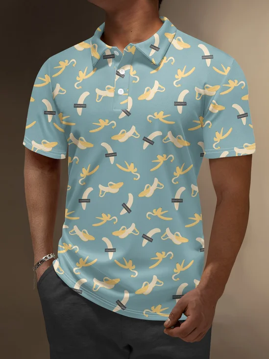 Moisture Wicking Banana Fruit Letters Funny Golf Polo