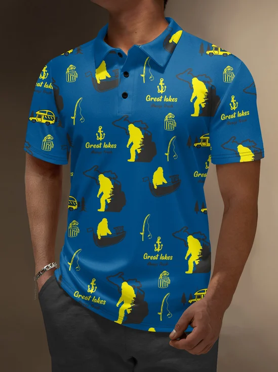 Moisture Wicking Bigfoot Fishing Boat Anchor Golf Polo