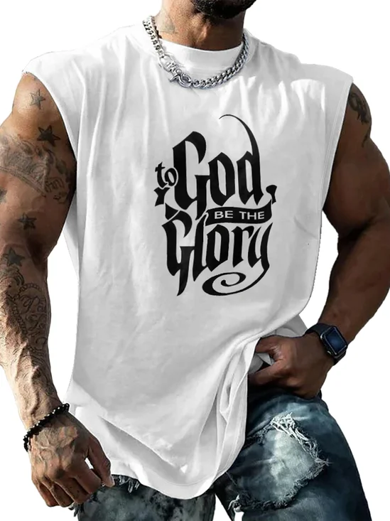 Mens Crewneck Tank Tops To God Be The Glory Easter Jesus Beach Sleeveless Shirt