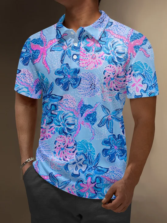 Moisture Wicking Hawaiian Flowers Golf Polo