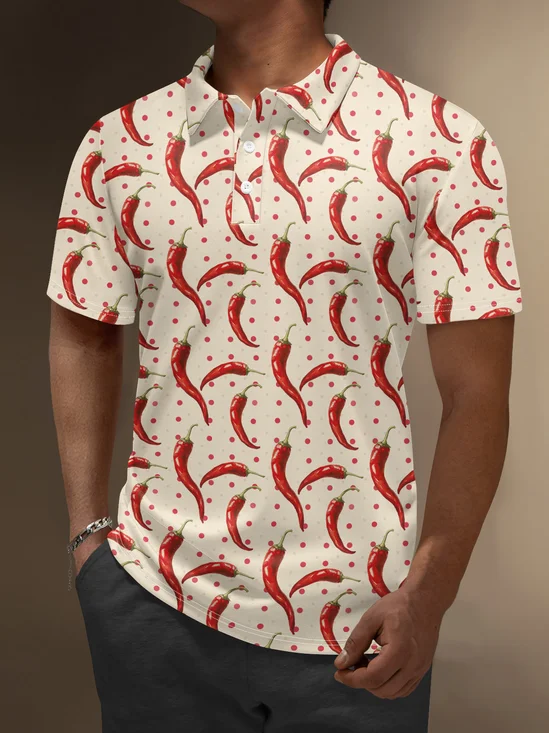 Moisture Wicking Cinco de Mayo Chili Polka Dots Golf Polo