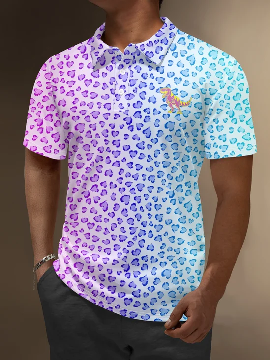 Moisture Wicking Dinosaur Leopard Gradient Color Golf Polo