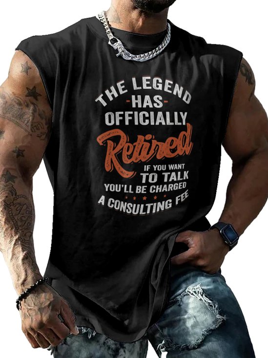 Mens Crewneck Tank Tops Retired Beach Sleeveless Shirt