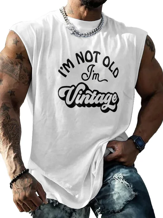 Mens Crewneck Tank Tops Im Not Old Im Vintage Beach Sleeveless Shirt
