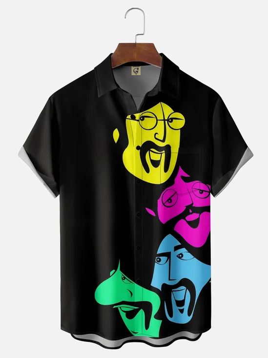 Moisture-wicking Music Rock Band Chest Pocket Casual Shirt