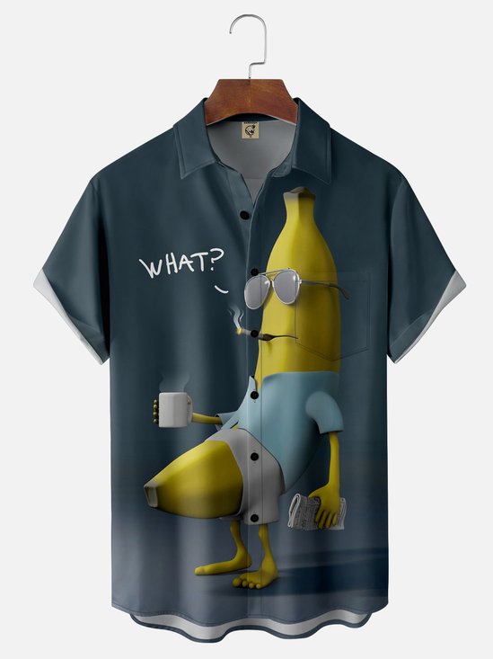 Moisture-wicking Banana Fruit Funny Chest Pocket Casual Shirt